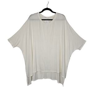 Mentor Apparel Tunic Top Womens XL White Oversized Dolman Sleeve Rayon Stretch